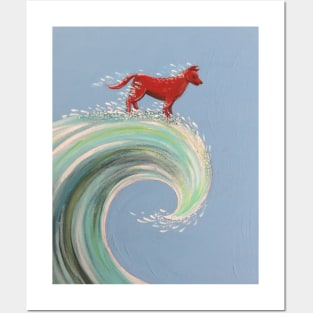 Red dog surfing Posters and Art